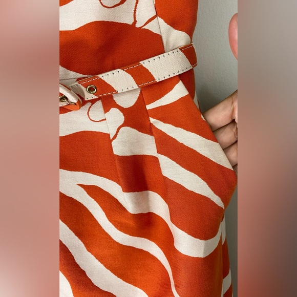 Kate Spade dress orange cream strapless JUNGLE JACQUARD cotton silk blend Size 0 - Picture 8 of 16